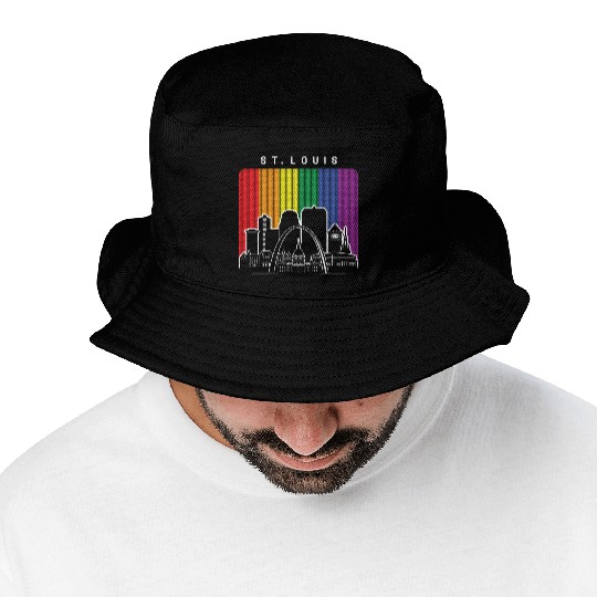 St. Louis Missouri Rainbow Flag LGBTQAI Pride Bucket Hats