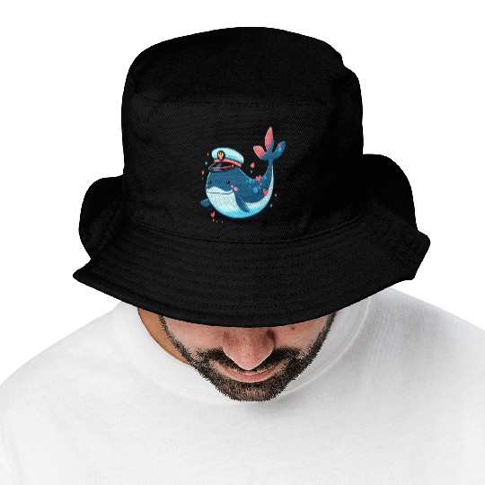 Whale Sailor Cap Boat Captain Cap Boating Whale Bucket Hats