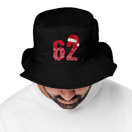 62 Red and White Christmas Number Sixty Two Bucket Hats