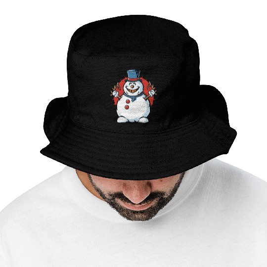 frosty snowman creepy Bucket Hats