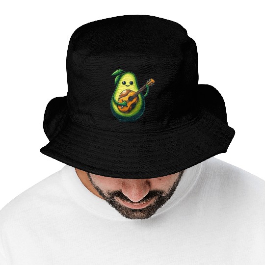 Avocado playing guitar Bucket Hats