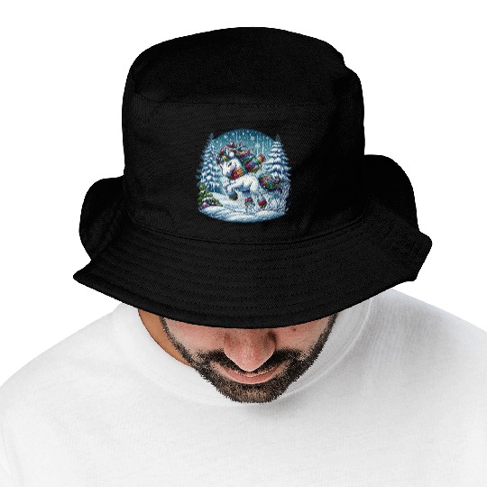 Unicorn in a Winter Wonderland Bucket Hats