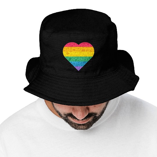 Rainbow Heart Bucket Hats