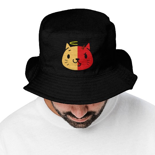 Two Face Cat Angel And Devil Bucket Hats