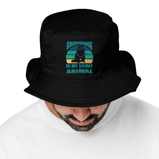 funny Respect the groundhog Bucket Hats