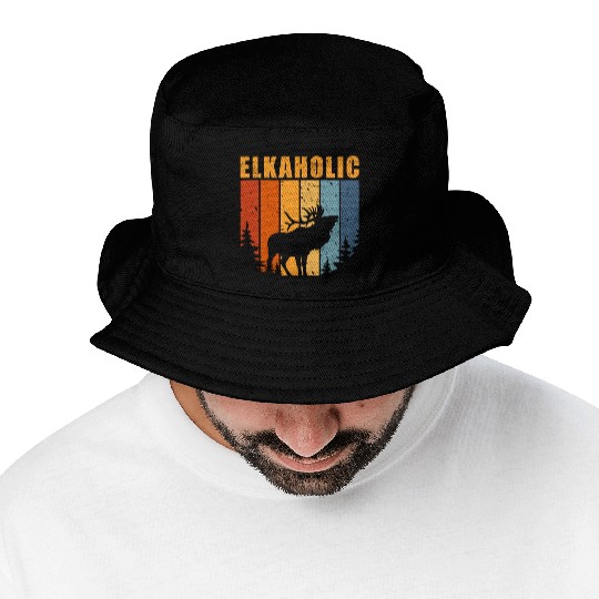 Elk Hunting Elkaholic Hunters Bucket Hats