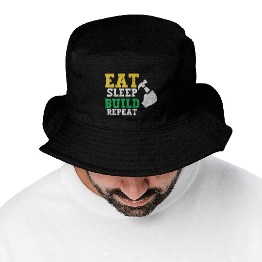 Eat Sleep Build Repeat Builder Fathers Day Gift Bucket Hats