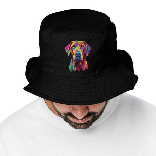 Watercolor Colorful Rhodesian Ridgeback Bucket Hats