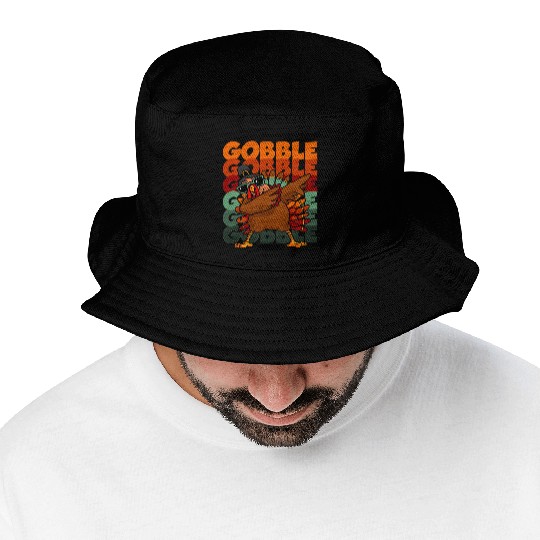 Dabbing Turkey Bucket Hats Thanksgiving Gobble