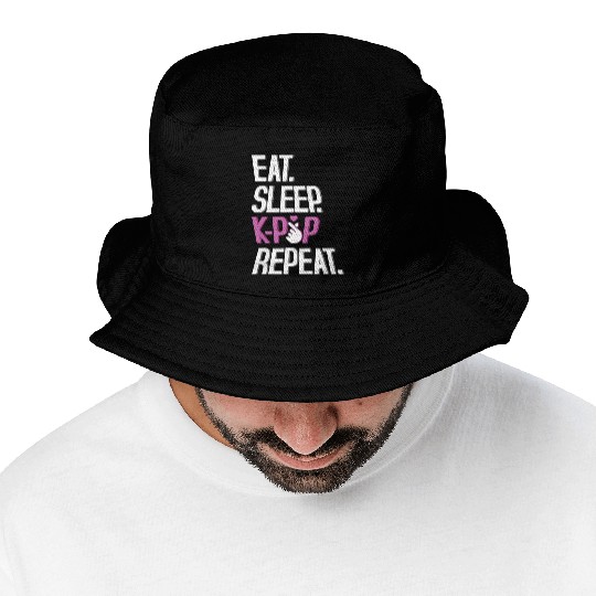 Eat Sleep K-Pop Repeat Korean Music K-Pop Bucket Hats