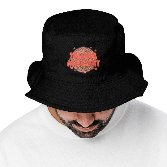 Retro Groovy Leopard Teacher Assistant Bucket Hats