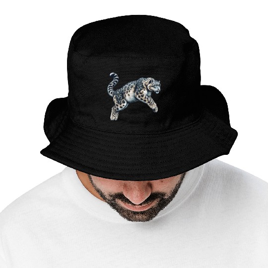 Snow Leopard Leopard White Leopard Bucket Hats