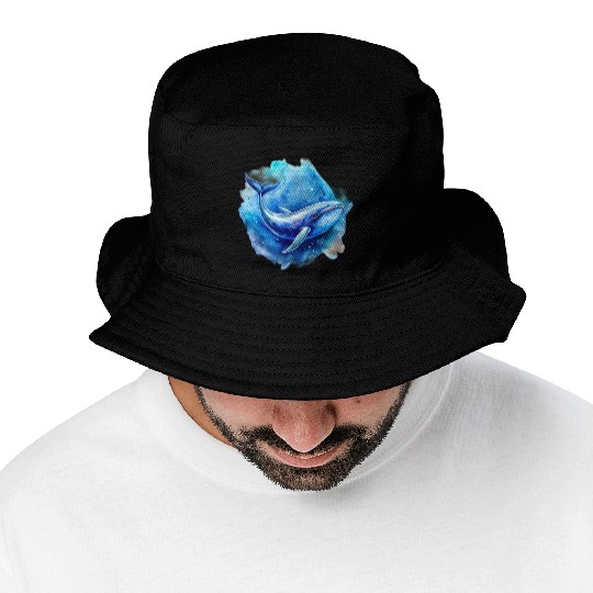 blue whale Bucket Hats