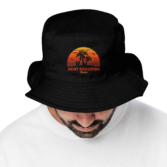 Cool Saint Augustine Florida Beach Sunset Souvenir Bucket Hats