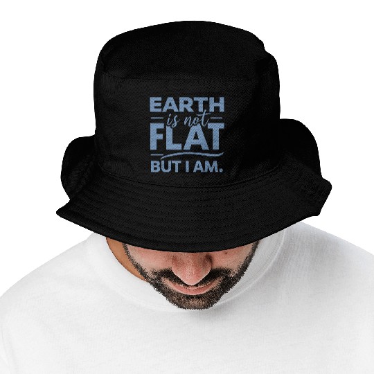 Flat Earth Satire Ironic Jokes Bucket Hats