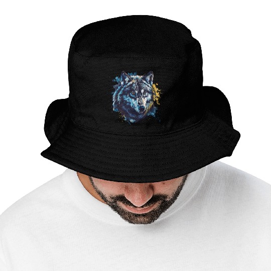 Alpha Wolf Paint Splash Bucket Hats