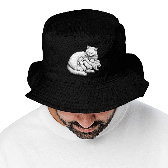 Breastfeeding Mother Cat Bucket Hats