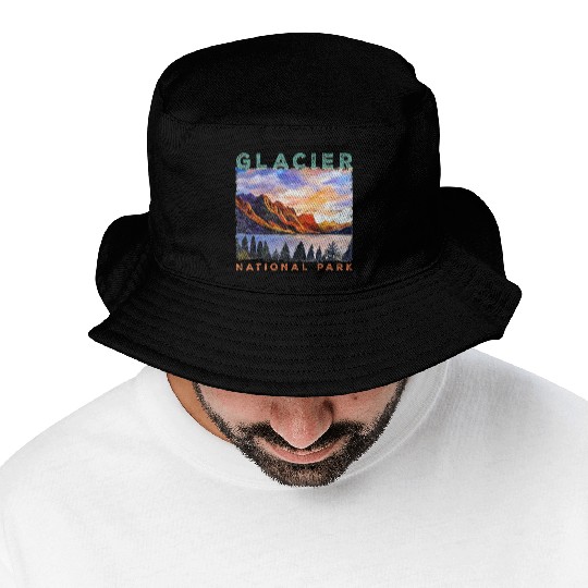Glacier National Park Retro US Montana Parks Bucket Hats