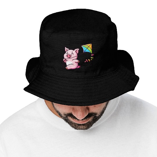 Playful Piglet: Kite-Flying Joy Bucket Hats