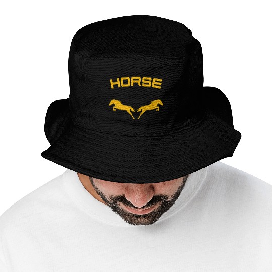 Horses Double Horse Riding Horsepower Lover T Bucket Hats