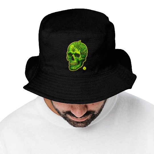 green weed skull 2 Bucket Hats
