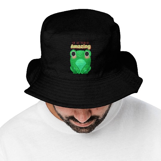 Toad with funny quote Bucket Hats