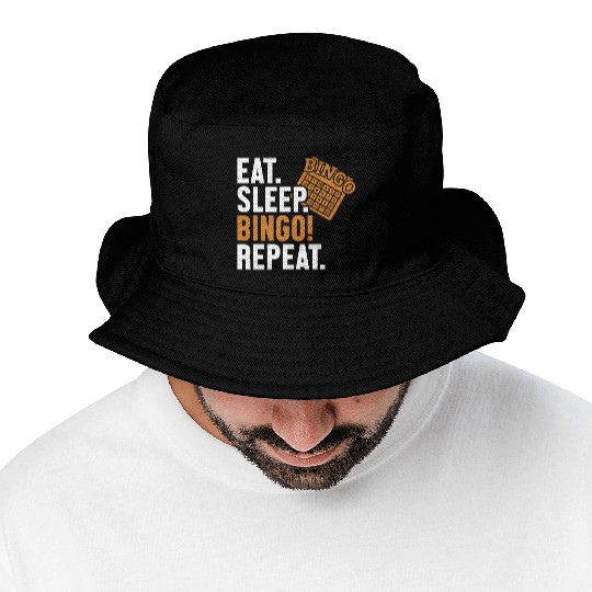 Eat Sleep Bingo Repeat Caller Daubers Bucket Hats