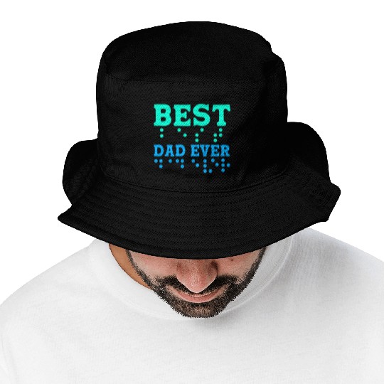 Braille Blind Awareness Best Dad Ever Bucket Hats