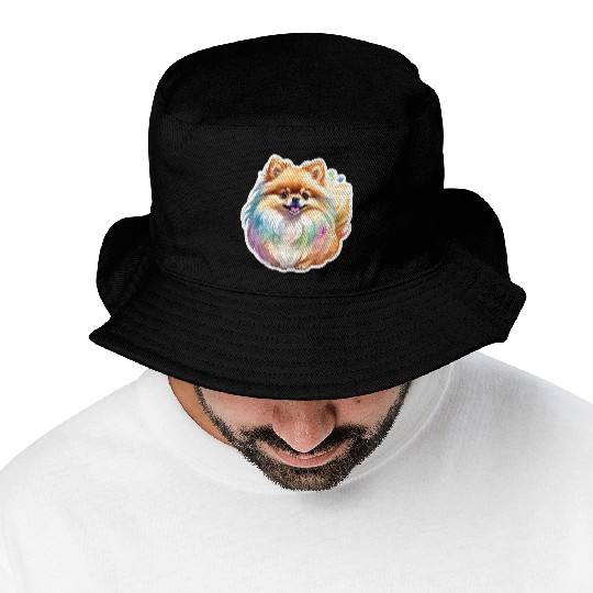 Pomeranian Watercolor Bucket Hats