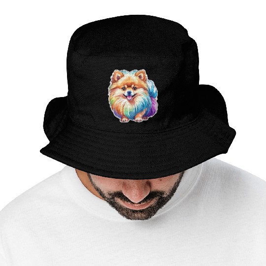 Pomeranian Watercolor Bucket Hats