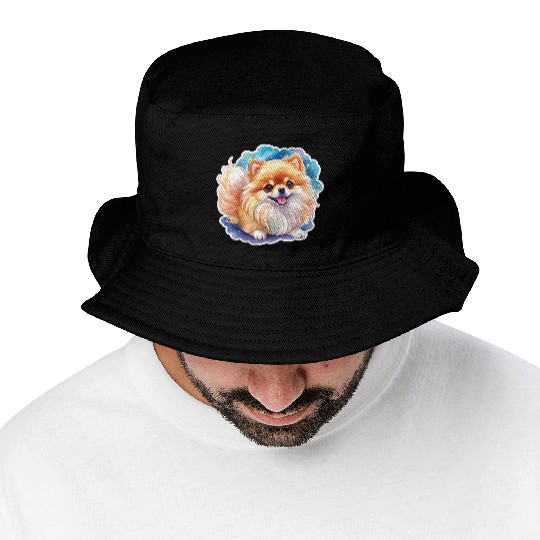 Pomeranian Watercolor Bucket Hats