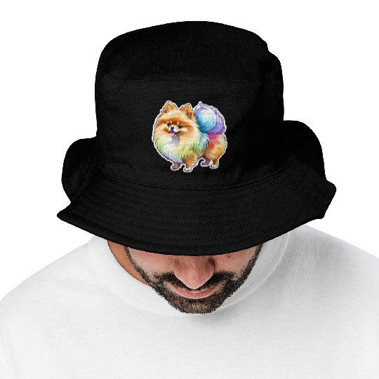 Pomeranian Watercolor Bucket Hats