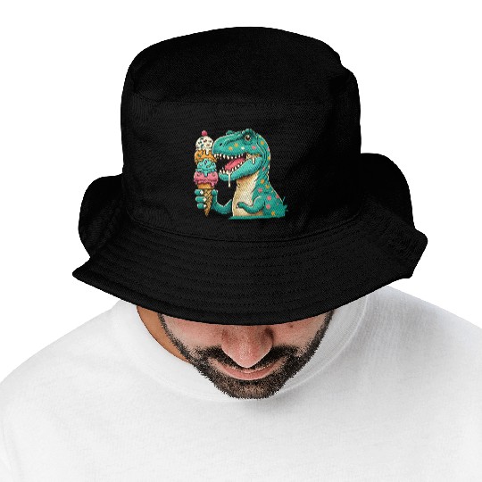 Dino ice cream motif: An adventure for sweet Fans Bucket Hats