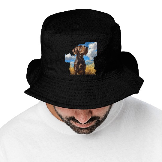 German Shorthaired Pointer Watercolor Picture Bucket Hats