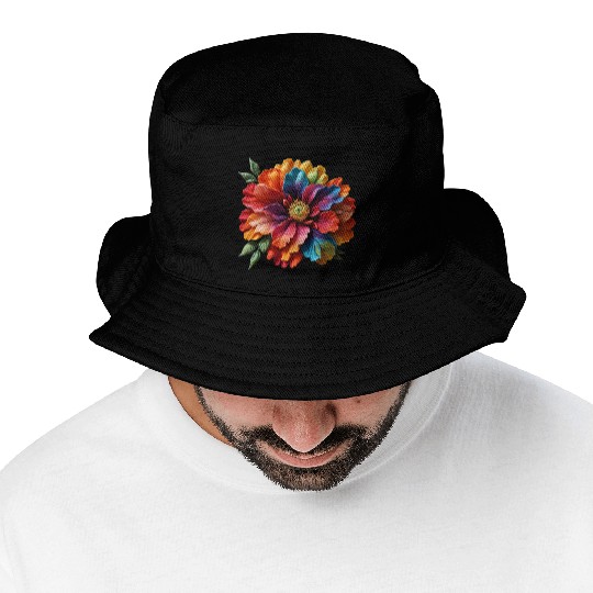 Vibrant Spectrum Bloom Bucket Hats