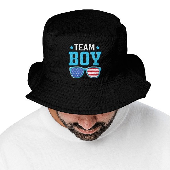 4th Of July Gender Reveal Team Boy US Flag Bucket Hats