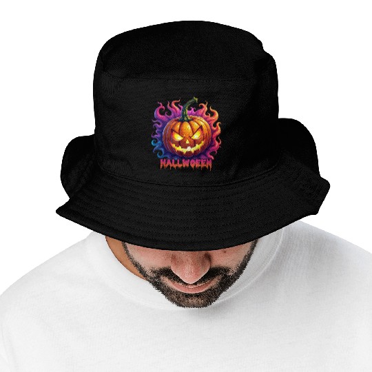 Halloween Jack O Lantern V 05 Bucket Hats
