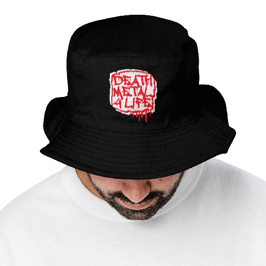 Heavy death metal 4 life hard rock music graffiti Bucket Hats