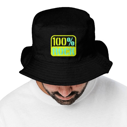 100 % Percent Rock Heavy Metal Music Text Logo Bucket Hats