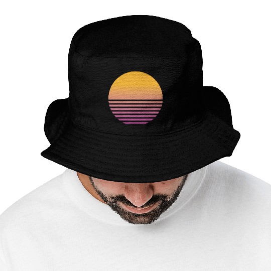 Retro Sunset - 80s Vaporwave Aesthetic Bucket Hats