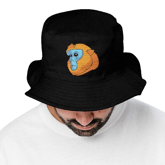 Monkey Lover Golden Snub Nosed Monkey Face Bucket Hats