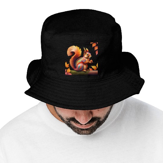 Fall Squirrel Alebrije Bucket Hats
