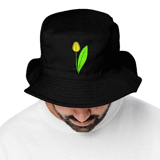Yellow Tulip Beautiful Flower Pretty Spring Summer Bucket Hats