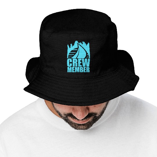 Crew Member Sailing Sun Sunset Logo Crew Member Bucket Hats