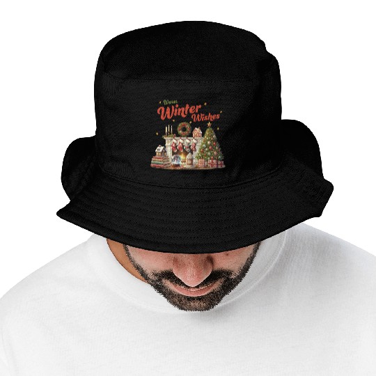 Warm Winter Wishes, Merry Christmas Bucket Hats