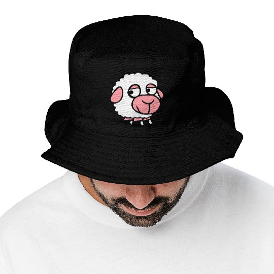 Sheep Sad Shy Introverted Unhappy Look Sideways Bucket Hats
