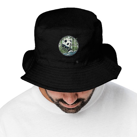 Panda in Bamboo Forest Bucket Hats