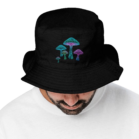 Psychedelic Neon Fungi Glow Bucket Hats