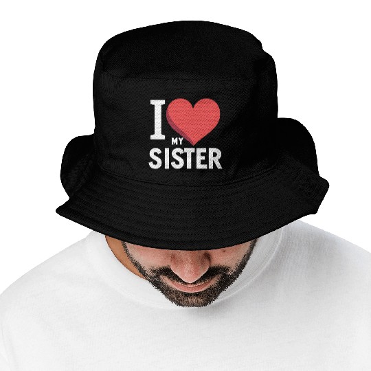 I Love My Sister Family Love Heart Gift Bucket Hats