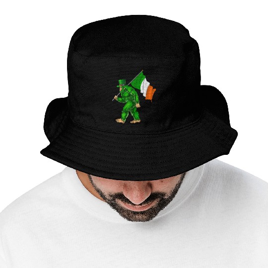 St. Patrick's Day Bigfoot Ireland Flag Bucket Hats